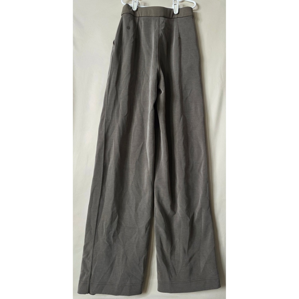 Lululemon Softstreme Pintuck High-Rise Wide-Leg Pants Brown Taupe XXS - Picture 2 of 4